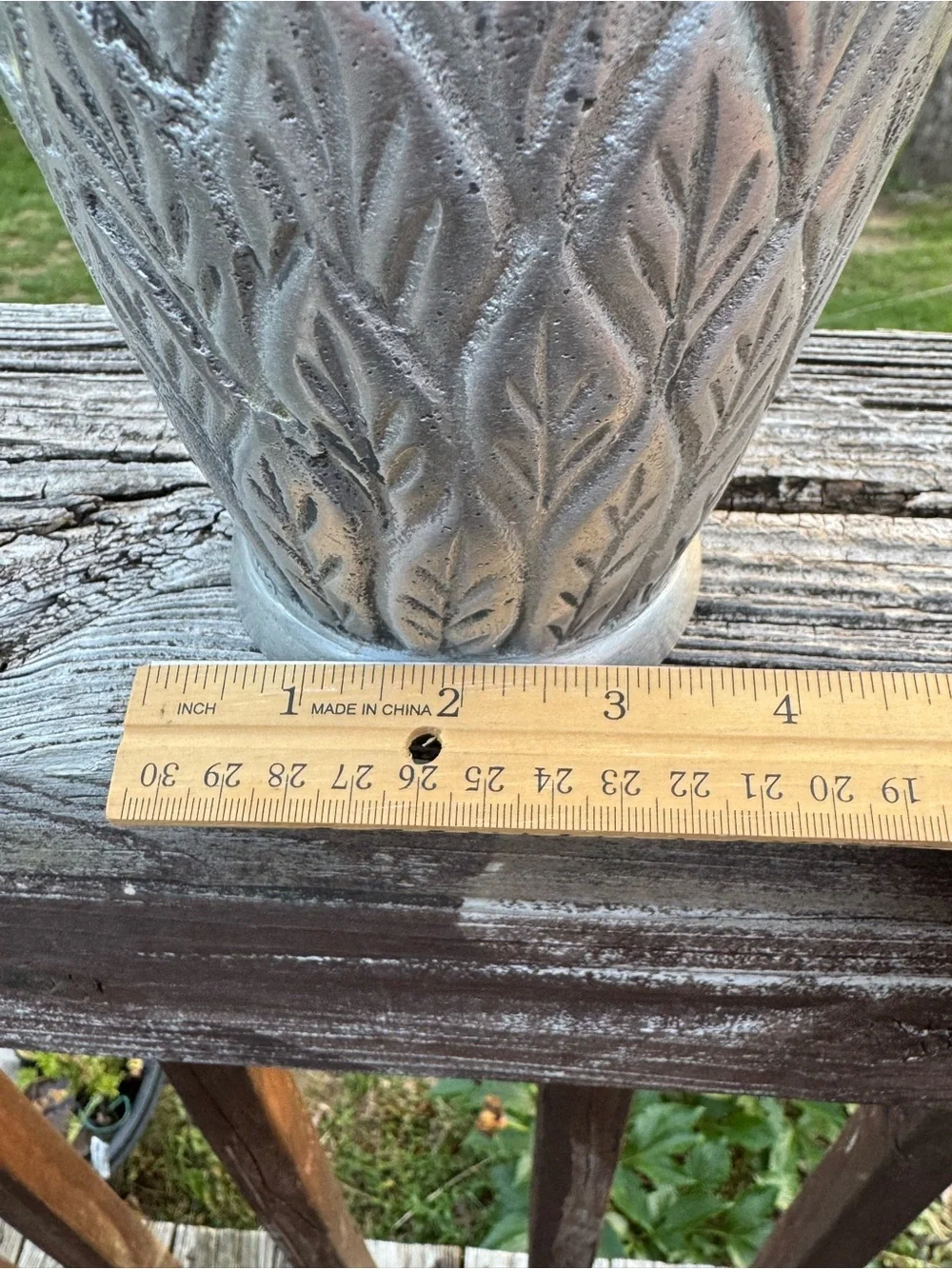 POTTERY BARN Embossed Leaf Design Pewter 12